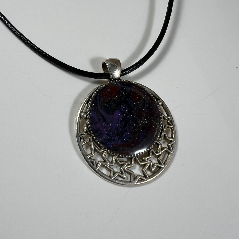 Acrylic Pour Pendant Necklace With Star Design By MarleeKat - Picture 3 of 3